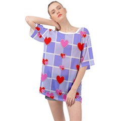 Love Hearts Valentine Decorative Oversized Chiffon Top by Dutashop