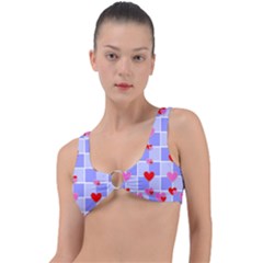 Love Hearts Valentine Decorative Ring Detail Bikini Top