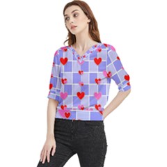 Love Hearts Valentine Decorative Quarter Sleeve Blouse