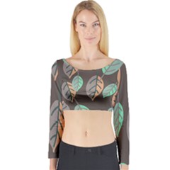 Leaf Brown Long Sleeve Crop Top by Dutashop