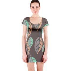 Leaf Brown Short Sleeve Bodycon Dress