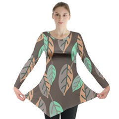 Leaf Brown Long Sleeve Tunic  by Dutashop