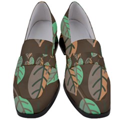 Leaf Brown Women s Chunky Heel Loafers