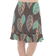 Leaf Brown Fishtail Chiffon Skirt by Dutashop