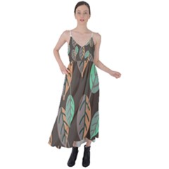 Leaf Brown Tie Back Maxi Dress