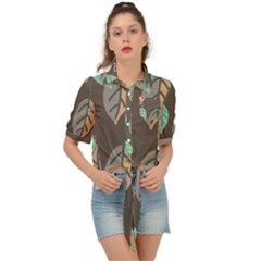 Leaf Brown Tie Front Shirt 