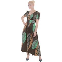 Leaf Brown Button Up Short Sleeve Maxi Dress