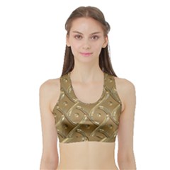 Gold Background Modern Sports Bra With Border by Dutashop