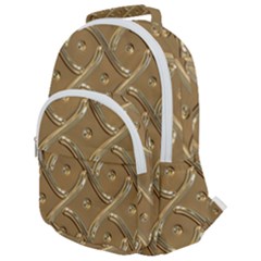 Gold Background Modern Rounded Multi Pocket Backpack by Dutashop