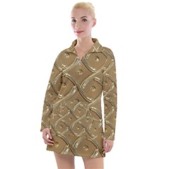 Gold Background Modern Women s Long Sleeve Casual Dress