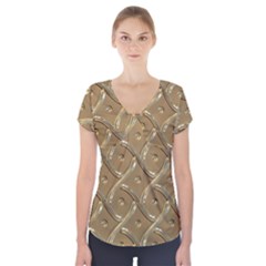 Gold Background Modern Short Sleeve Front Detail Top by Dutashop