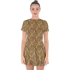 Gold Background Modern Drop Hem Mini Chiffon Dress