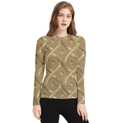 Gold Background Modern Women s Long Sleeve Rash Guard by Dutashop