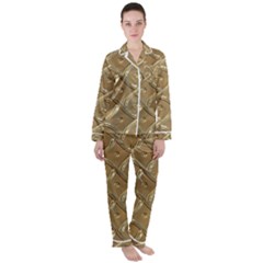 Gold Background Modern Satin Long Sleeve Pajamas Set