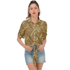 Gold Background Modern Tie Front Shirt 