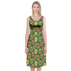 Background Fruits Several Midi Sleeveless Dress