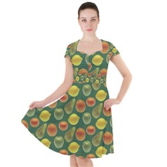 Background Fruits Several Cap Sleeve Midi Dress