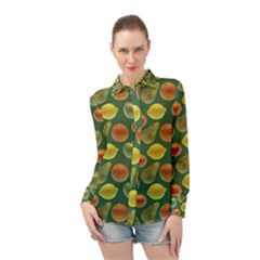 Background Fruits Several Long Sleeve Chiffon Shirt