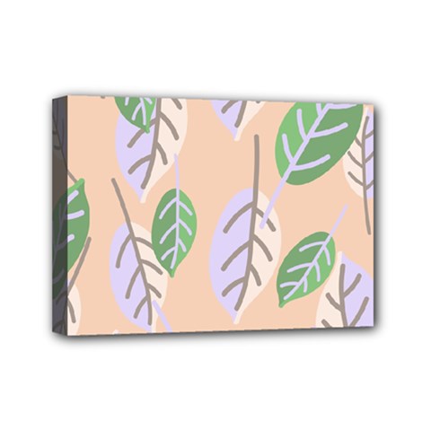 Leaf Pink Mini Canvas 7  X 5  (stretched)