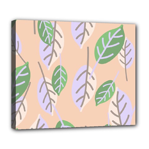 Leaf Pink Deluxe Canvas 24  X 20  (stretched) by Dutashop