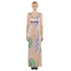 Leaf Pink Thigh Split Maxi Dress