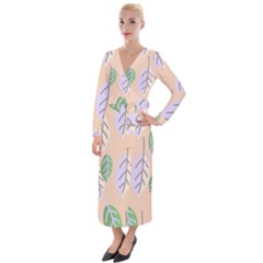 Leaf Pink Velvet Maxi Wrap Dress