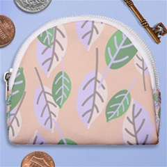 Leaf Pink Horseshoe Style Canvas Pouch by Dutashop