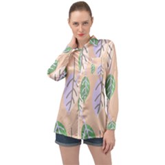 Leaf Pink Long Sleeve Satin Shirt