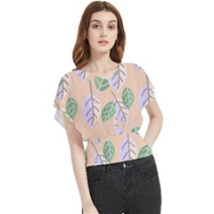 Leaf Pink Butterfly Chiffon Blouse