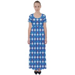 Geometric Dots Pattern High Waist Short Sleeve Maxi Dress