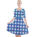 Geometric Dots Pattern Quarter Sleeve A-Line Dress View1