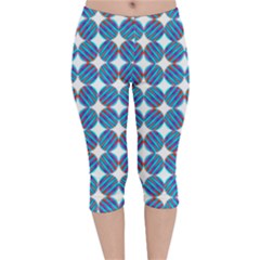 Geometric Dots Pattern Velvet Capri Leggings  by Dutashop