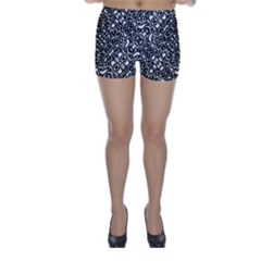 Interlace Black And White Pattern Skinny Shorts by dflcprintsclothing