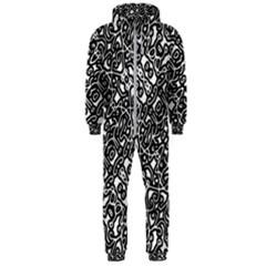 Interlace Black And White Pattern Hooded Jumpsuit (men)  by dflcprintsclothing