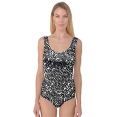 Interlace Black And White Pattern Princess Tank Leotard  by dflcprintsclothing