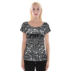 Interlace Black And White Pattern Cap Sleeve Top by dflcprintsclothing