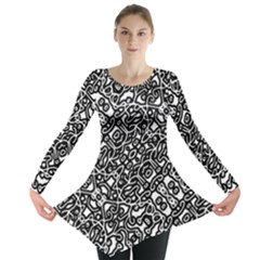 Interlace Black And White Pattern Long Sleeve Tunic 