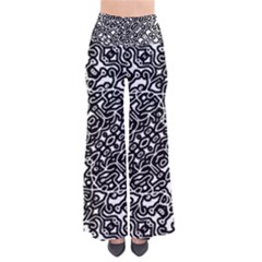 Interlace Black And White Pattern So Vintage Palazzo Pants by dflcprintsclothing