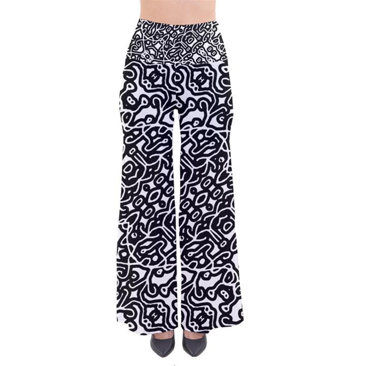 Interlace Black And White Pattern So Vintage Palazzo Pants