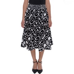 Interlace Black And White Pattern Perfect Length Midi Skirt by dflcprintsclothing