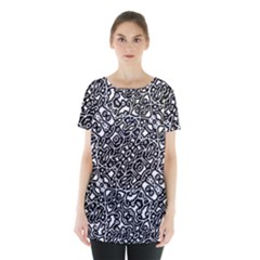 Interlace Black And White Pattern Skirt Hem Sports Top by dflcprintsclothing