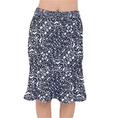 Interlace Black And White Pattern Short Mermaid Skirt