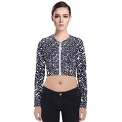 Interlace Black And White Pattern Long Sleeve Zip Up Bomber Jacket by dflcprintsclothing