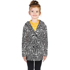 Interlace Black And White Pattern Kids  Double Breasted Button Coat by dflcprintsclothing