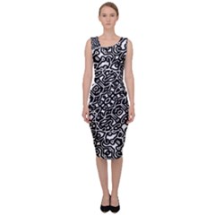 Interlace Black And White Pattern Sleeveless Pencil Dress by dflcprintsclothing