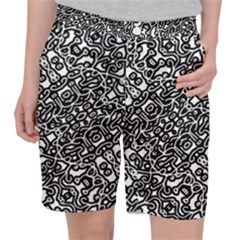 Interlace Black And White Pattern Pocket Shorts by dflcprintsclothing