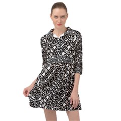 Interlace Black And White Pattern Mini Skater Shirt Dress by dflcprintsclothing