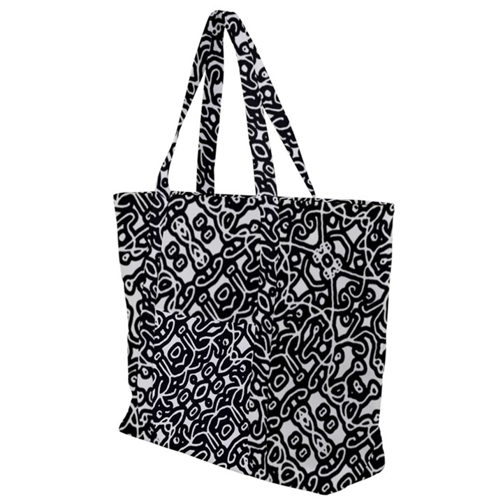 Interlace Black And White Pattern Zip Up Canvas Bag