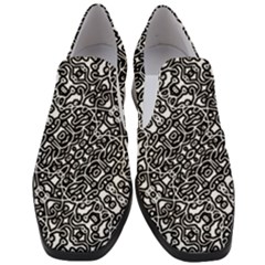 Interlace Black And White Pattern Women Slip On Heel Loafers by dflcprintsclothing