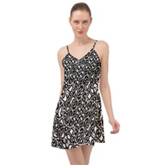 Interlace Black And White Pattern Summer Time Chiffon Dress by dflcprintsclothing